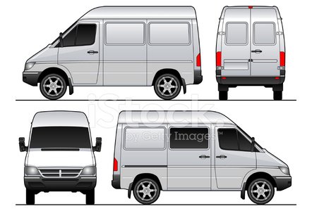 442x300 Dodge Sprinter Van Short Vector Template Stock Vectors