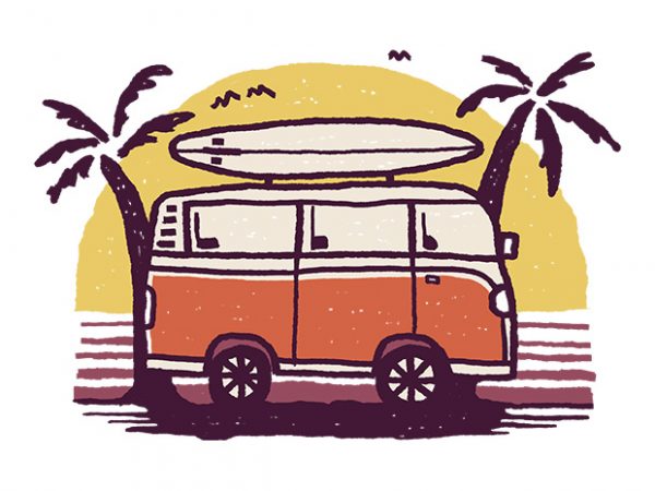 600x450 Sunset Van T Shirt Template Vector