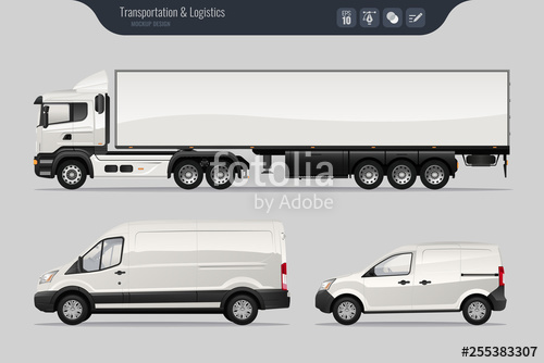 500x334 Vector Template With Detailed Cargo Truck And Van Isolated