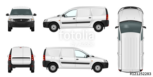 500x251 White Minivan Template Blank Vector Delivery Van Stock Image