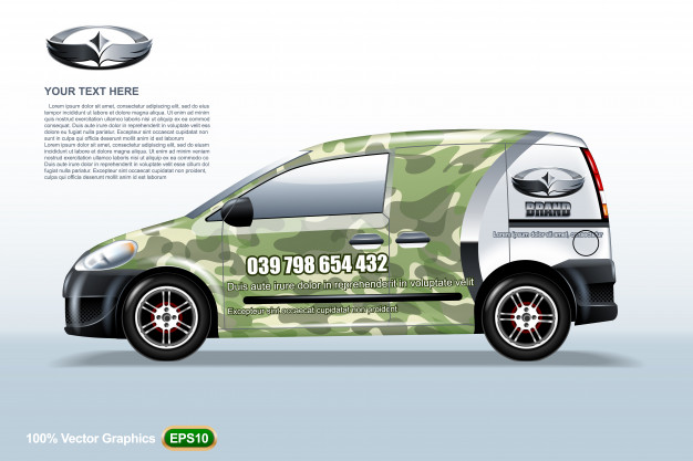 626x417 Commercial Vehicle Van Template With Military Patern And Logo