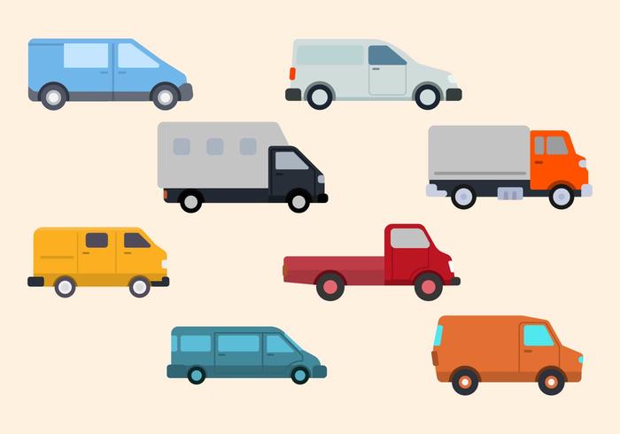 Flat Van Vector Collection 700x490 Flat Van Vector Collection