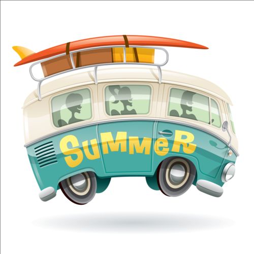 Summer Holiday Surfing Van Vector Free Download 500x500 Summer Holiday Surfing Van Vector Free Download
