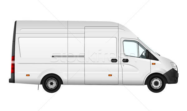 Cargo Van Vector Illustration On White City Commercial Minibus 600x358 Cargo Van Vector Illustration On White City Commercial Minibus