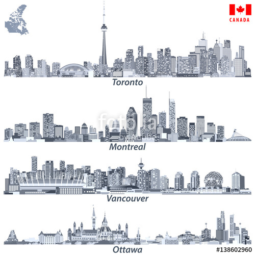 Toronto, Montreal, Vancouver And Ottawa Skylines In Tints Of Blue 500x500 Toronto, Montreal, Vancouver And Ottawa Skylines In Tints Of Blue