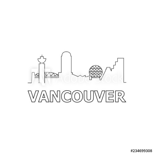 Vancouver Skyline And Landmarks Silhouette Black Vector Icon 500x500 Vancouver Skyline And Landmarks Silhouette Black Vector Icon