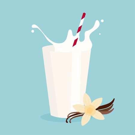 450x450 Glass Of Milk With Tube And Vanilla Vector Illustration Royalty