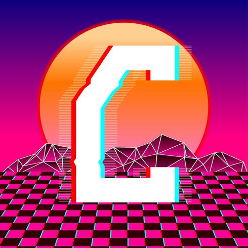 Letter C Typography Vaporwave Vector 490x490 Letter C Typography Vaporwave Vector