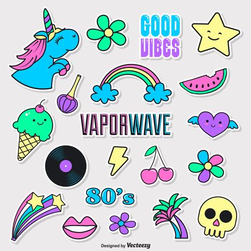 Vaporwave Funky Fashion Doodle Vector Stickers 490x490 Vaporwave Funky Fashion Doodle Vector Stickers