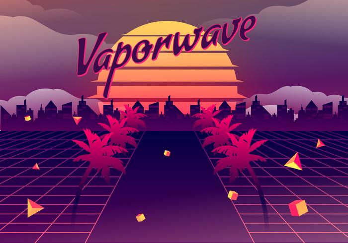 Vaporwave Vector Background Illustration 700x490 Vaporwave Vector Background Illustration