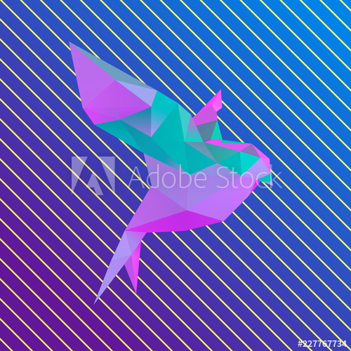 Vaporwave Vector Paper Bird Flying Illustration Low Poly 500x500 Vaporwave Vector Paper Bird Flying Illustration Low Poly