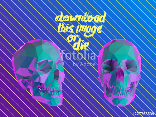 Cursed Vaporwave Vector Low Poly Skull Polygonal Rendering 500x375 Cursed Vaporwave Vector Low Poly Skull Polygonal Rendering