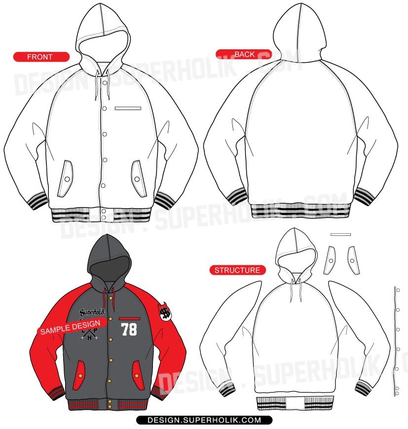 Hooded Raglan Varsity Jacket Sewing Pattern Apparel Design 827x870 Hooded Raglan Varsity Jacket Sewing Pattern Apparel Design
