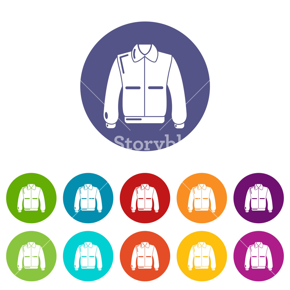 Varsity Jacket Icons Color Set Vector For Any Web Design On White 1000x1000 Varsity Jacket Icons Color Set Vector For Any Web Design On White