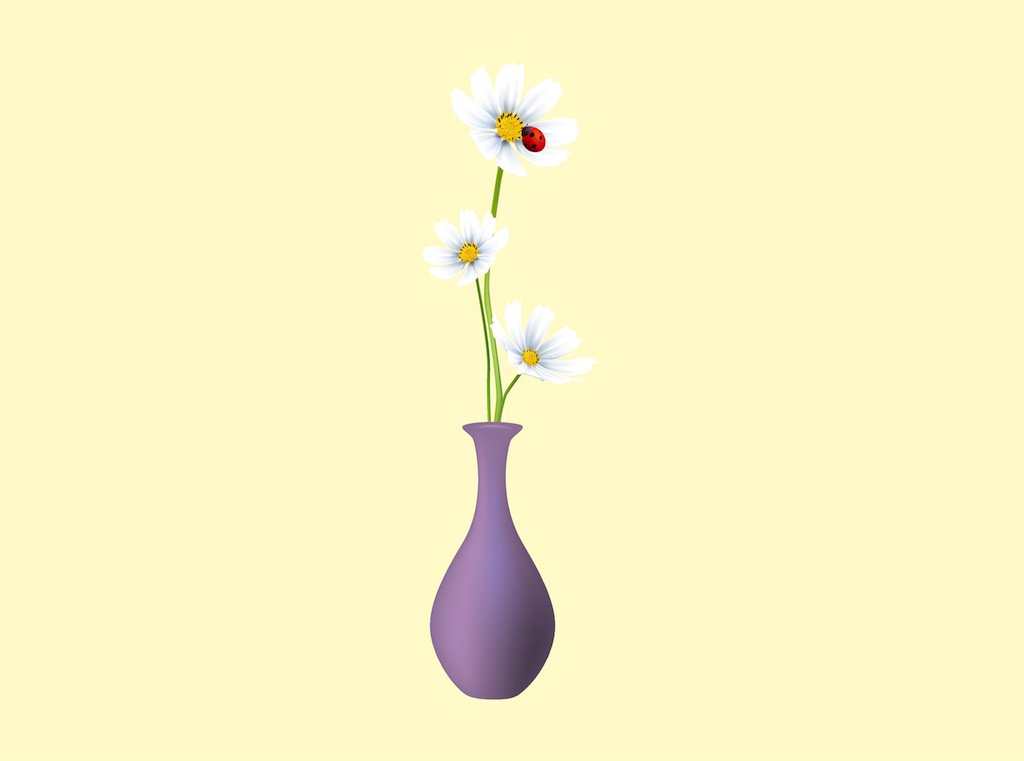 1024x761 Daisy Vase Vector Art Graphics