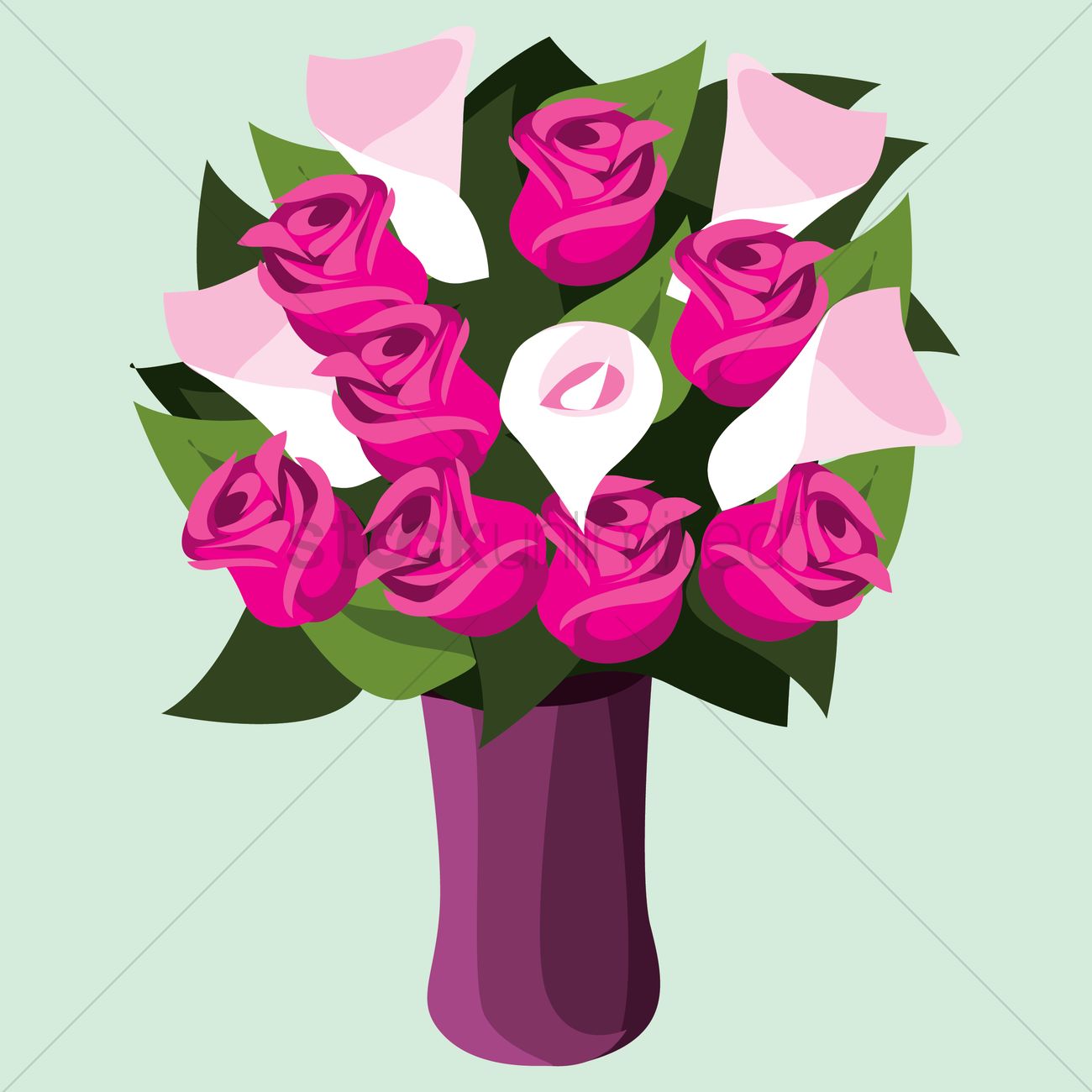 1300x1300 Free Rose Flowers In Vase Vector Image