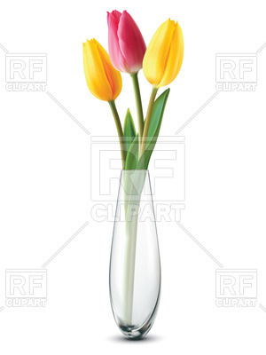 300x400 Bouquet Of Tulips In The Glass Vase Vector Image Of Plants