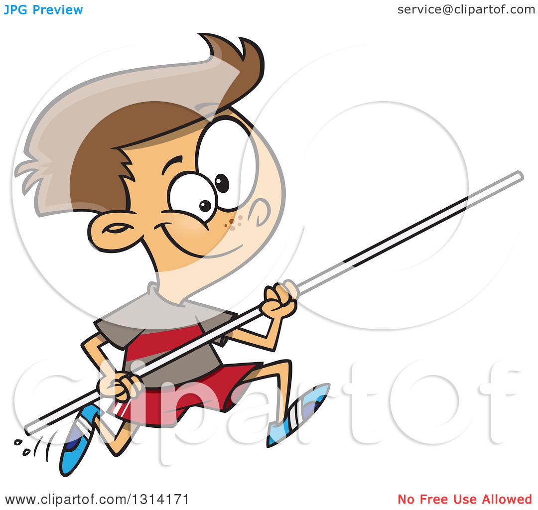 1080x1024 Clipart Of A Track And Field Brunette White Pole Vault Boy Running