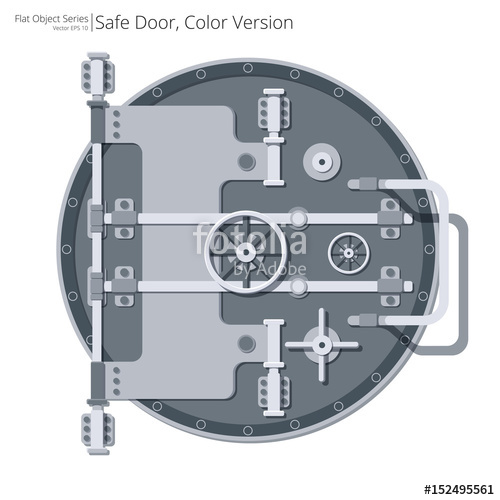 500x500 Flat Safe And Vault Door Vector Illustration Of A Safe And Vault