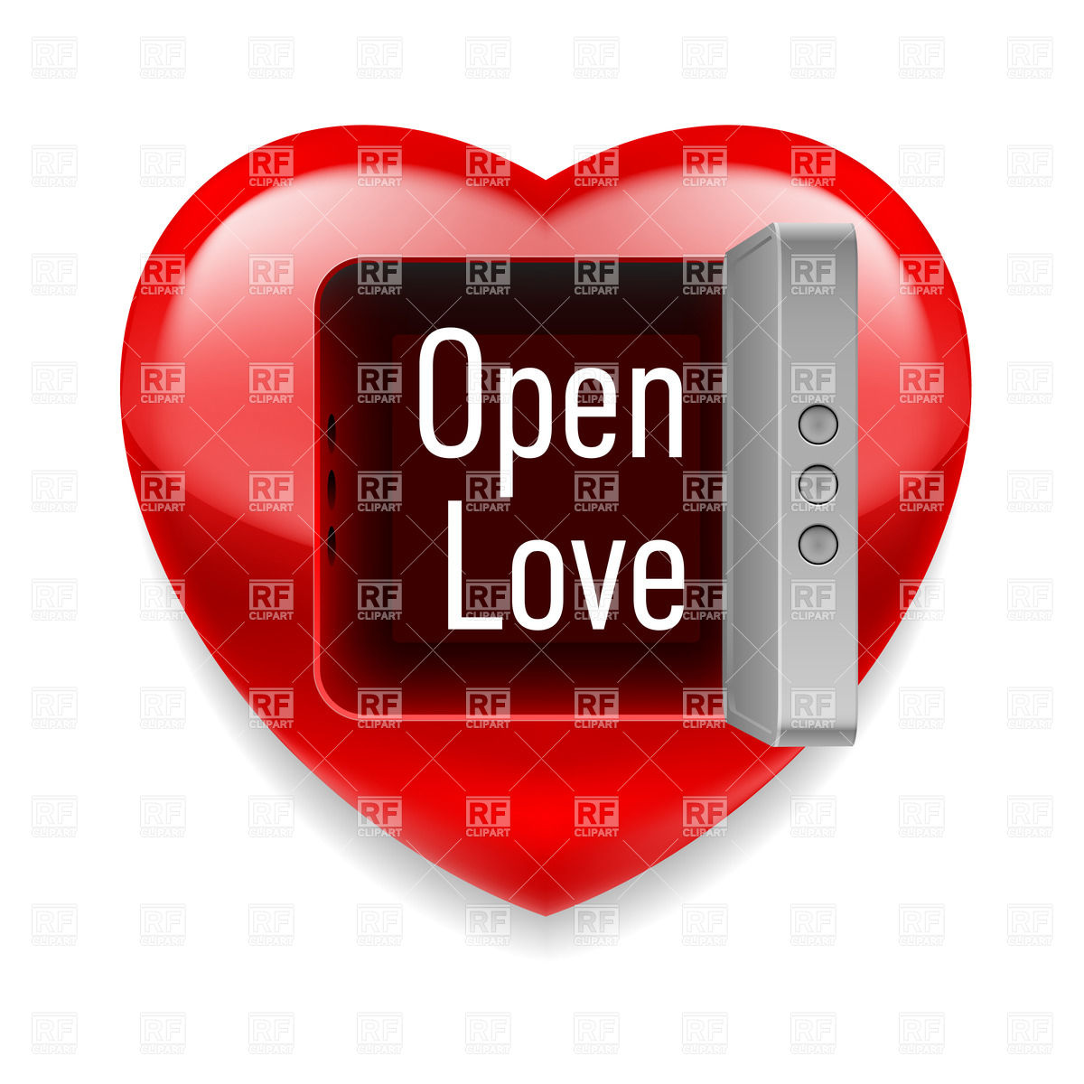 1200x1200 Shiny Red Heart With Opened For Love Vault Door Vector Image