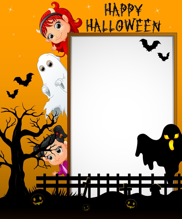 Cute Kids With Halloween Blank Background Vector Free Download 600x722 Cute Kids With Halloween Blank Background Vector Free Download