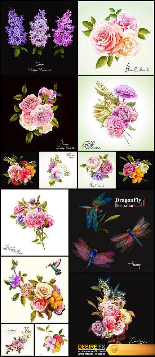 500x1150 Desire Fx Postcard With Flowers Vector