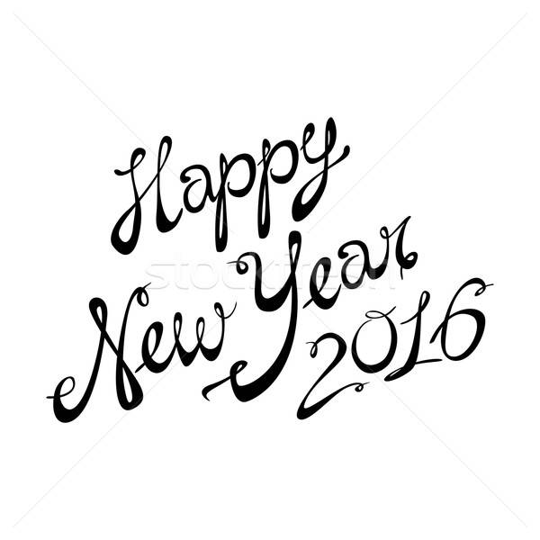 600x600 Happy New Year, Lettering Greeting Card Design Text Vector