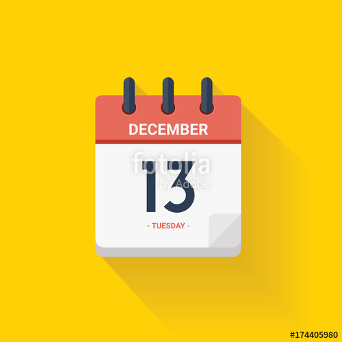 500x500 Day Calendar With Date December Vector Illustration