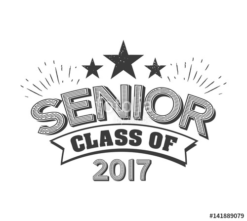 500x447 Black Colored Senior Class Of Text Sign With The Stars Vector