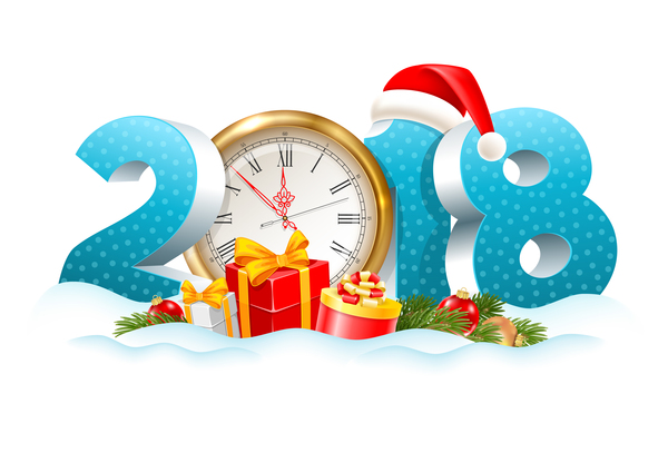 600x424 Digits New Year Background With Clock Vector Free Download