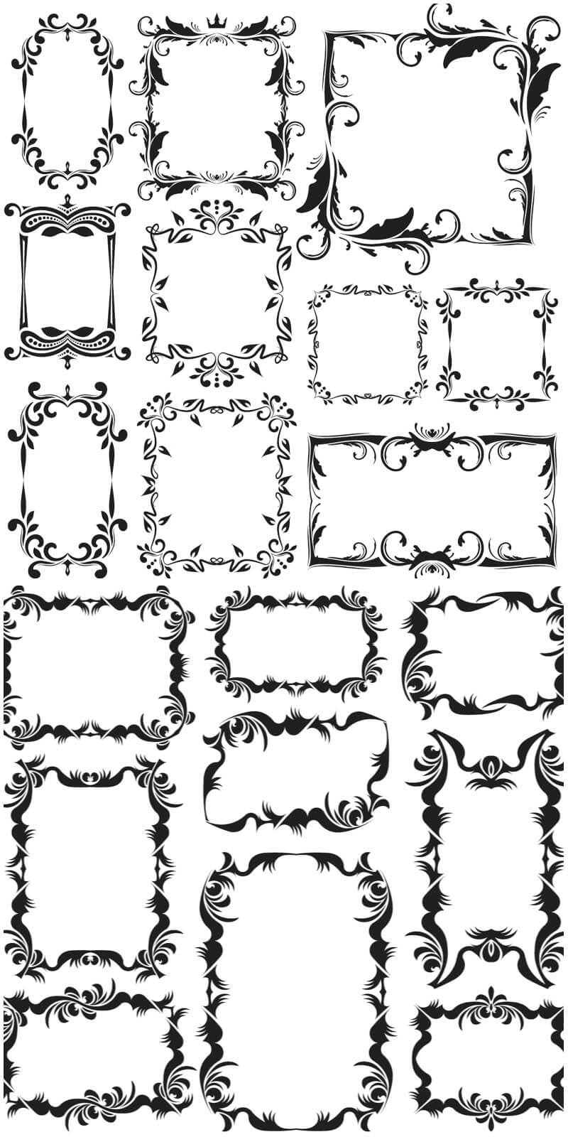 800x1600 Vintage Decorative Frames Vector Free Download