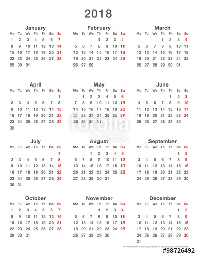 388x500 Calendar Simple Mondays First, Format High Stock Image