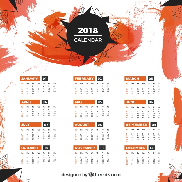 626x626 Calendar Template With Orange Stains Vector Free Download