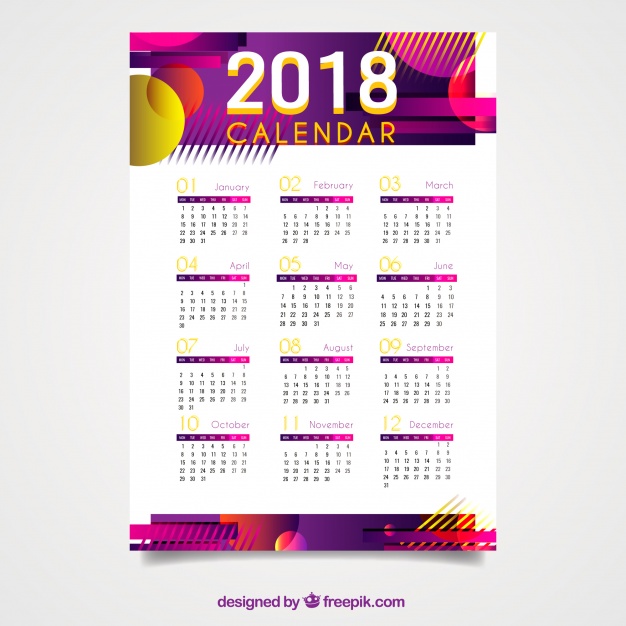 626x626 Calendar With Abstract Shapes Vector Free Download