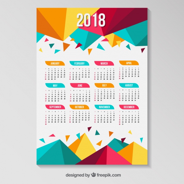 626x626 Calendar With Colored Polygons Vector Free Download