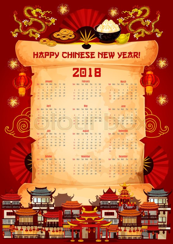 567x800 Chinese New Year Calendar Design Stock Vector Colourbox