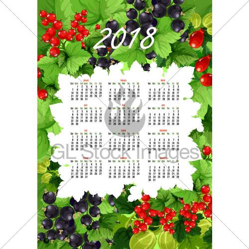 500x500 Vector Calendar Of Fresh Berries And Fruits Gl Stock Images