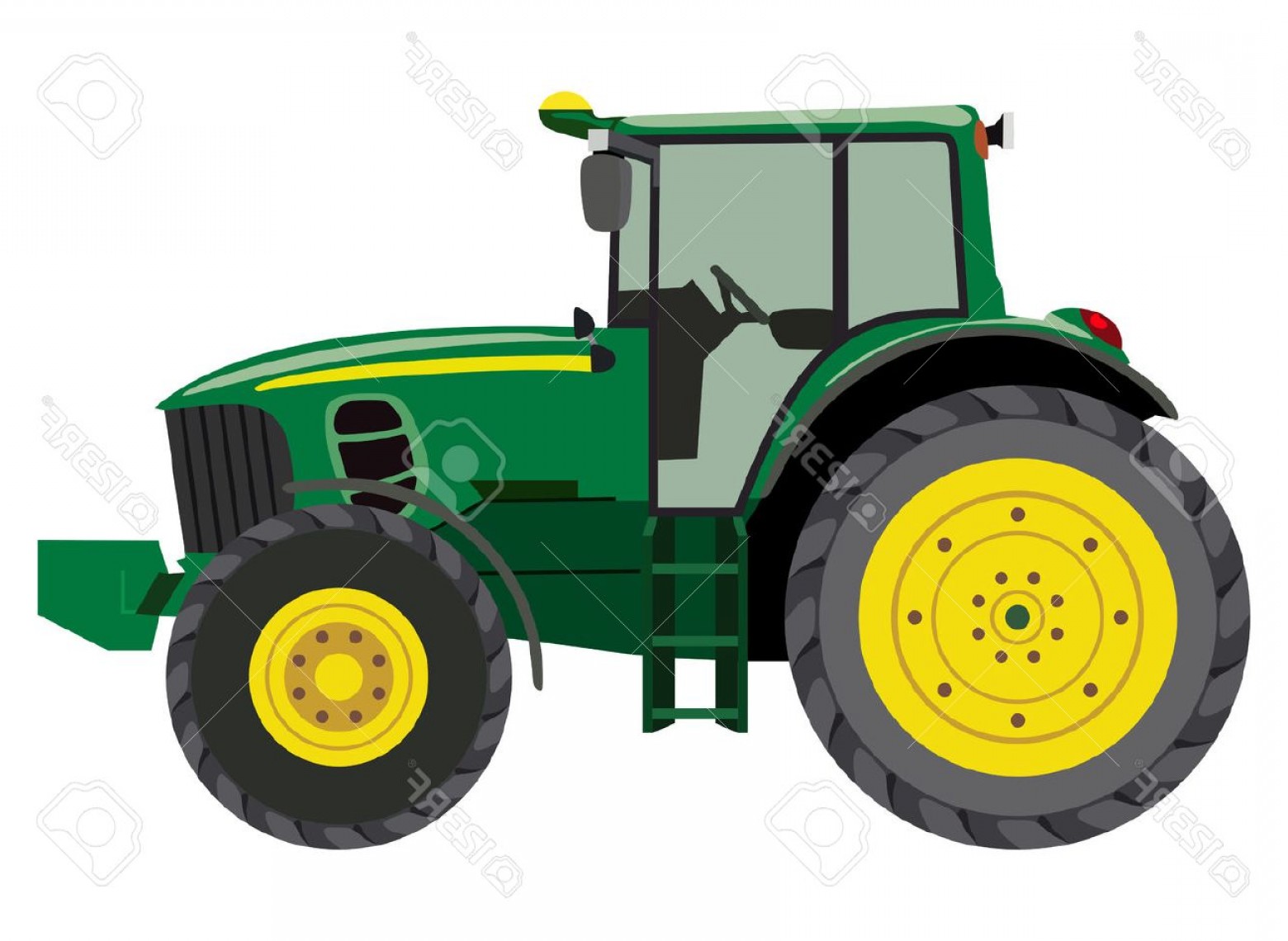 1560x1140 Photostock Vector Green Tractor A Side View On White Background