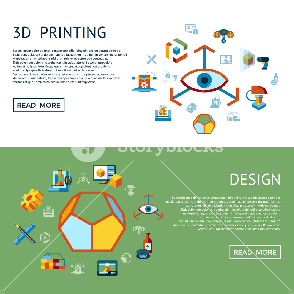 1000x1000 Digital Vector Printing Manufacturing Technology Icon Set