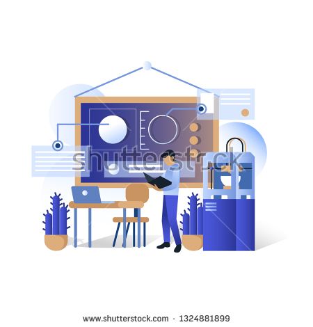 450x470 Stock Vector Printing Process Vector Illustration Blue