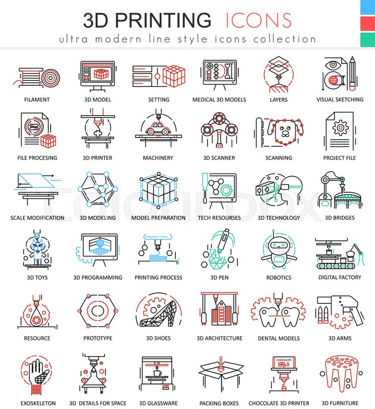 733x800 Vector Printing Color Line Outline Stock Vector Colourbox