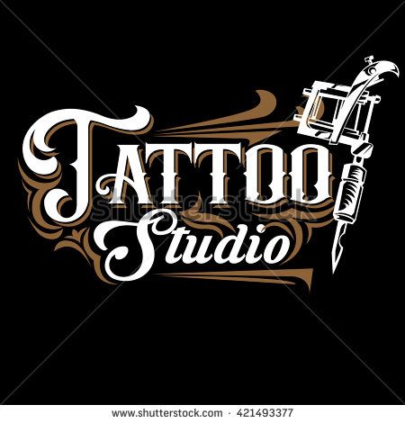 450x470 Vector Tattoo Studio Logo Templates On Black Background Cool