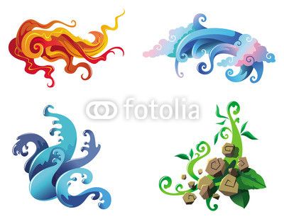 400x309 The Four Elements, Fire, Air, Water And Earth, Vector Stock Image