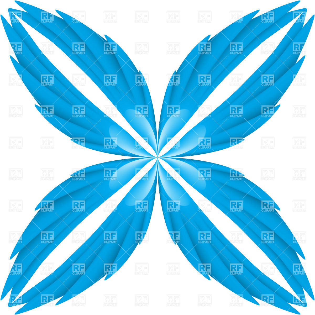 1200x1200 Blue Four Leaf Symbolic Flower With Petals Made Of Wings Vector
