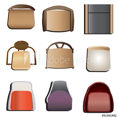 500x500 Chairs Top View Set For Interior Vector Illustration