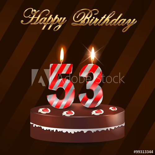 500x500 Year Happy Birthday Card With Cake And Candles, Birthday