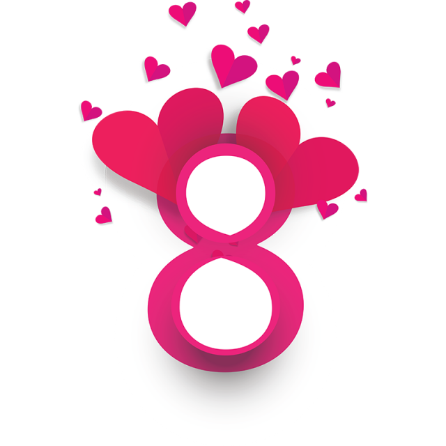 640x640 March Typography, March, Pink Heart, Mulher Png And Vector