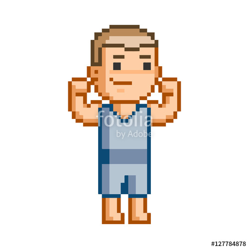 500x500 Vector Bit Pixel Art Weightlifting For Design Stock Image
