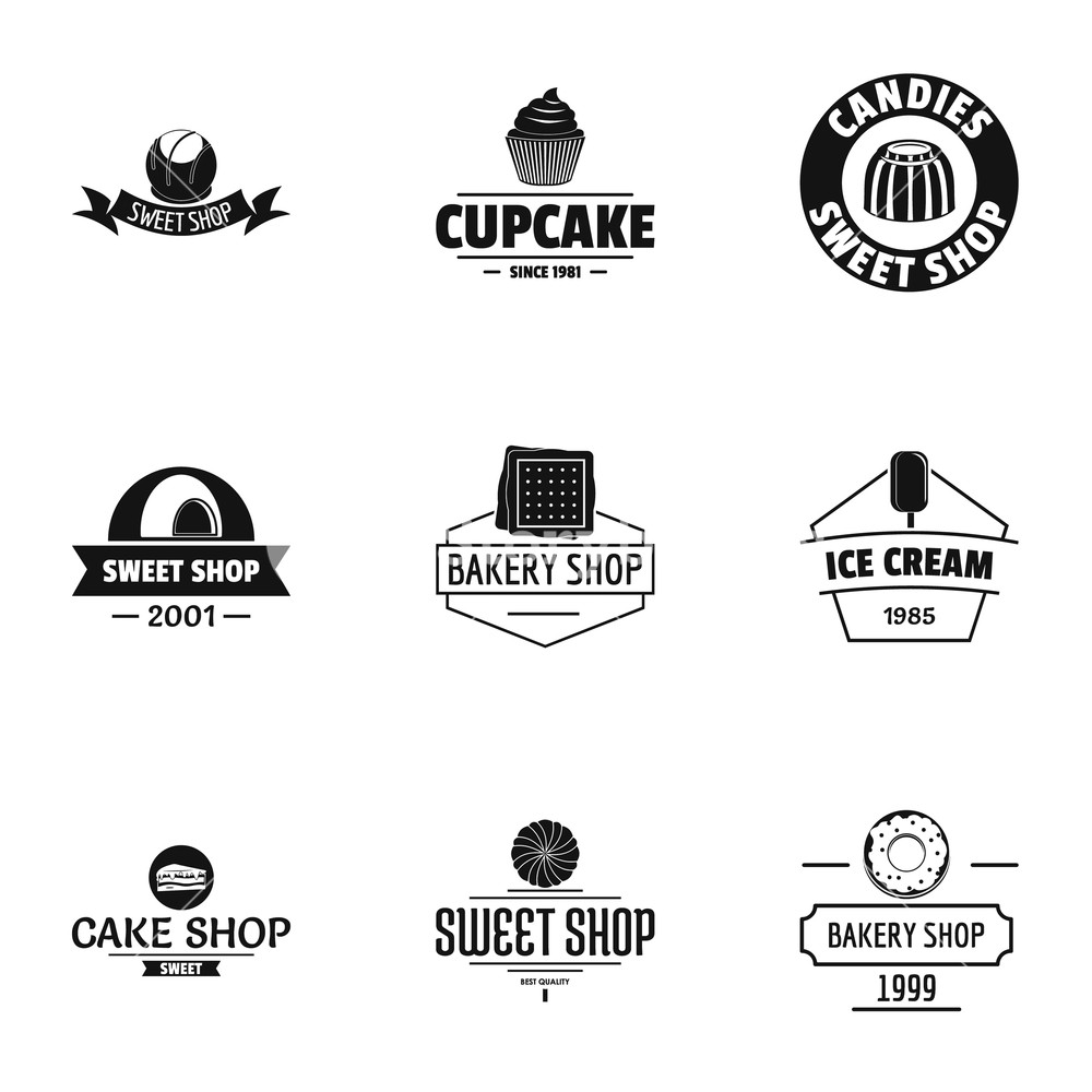 1000x1000 Sweet Shop Logo Set Simple Set Of Sweet Shop Vector Logo