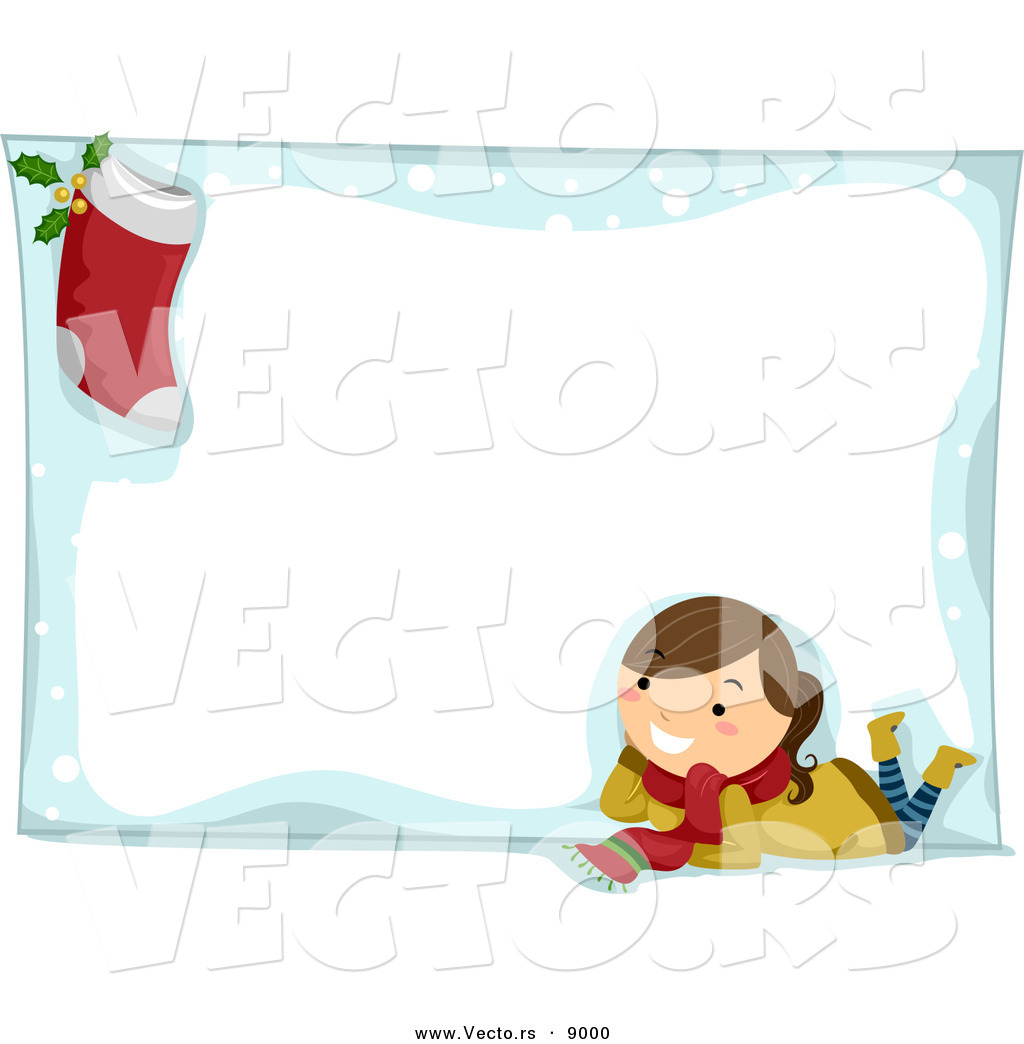 1024x1044 Cartoon Vector Of A Happy Girl And Stocking Composited On A Blank